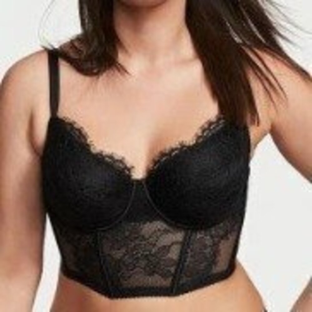 Victoria's Secret Women's 34C Black Dream Angels Lace Corset Bralette Flirty M